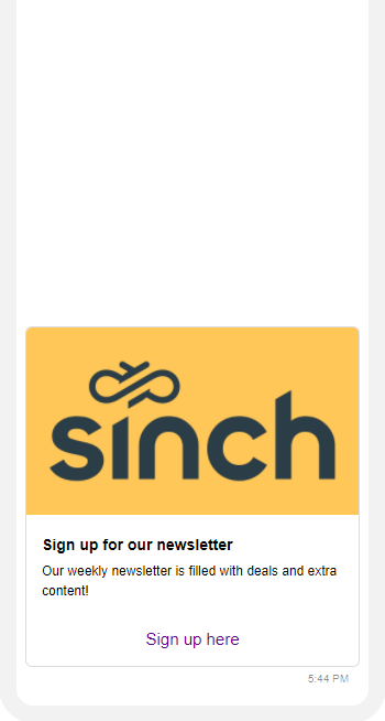 Card Message With URL Choice