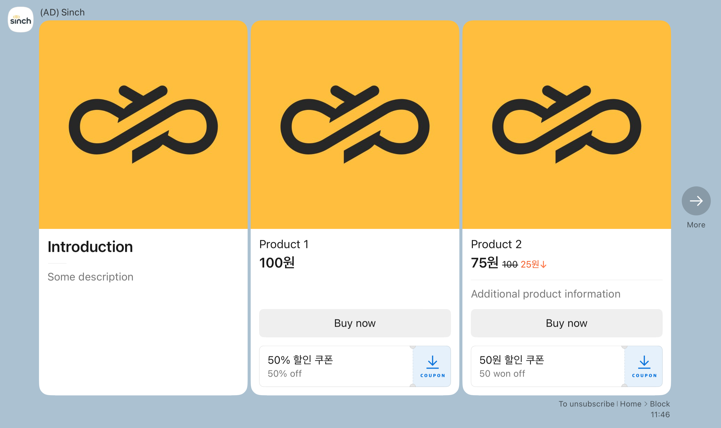 Rendered Carousel Commerce Message Introduction